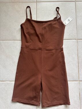 Aritzia Wilfred Free Chocolate Brown Spaghetti-Strap Romper S